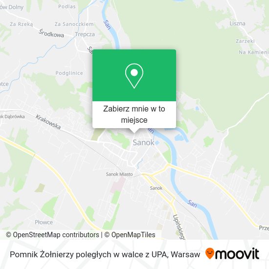 Mapa Pomnik Żołnierzy poległych w walce z UPA