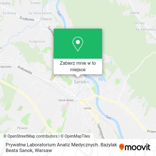 Mapa Prywatne Laboratorium Analiz Medycznych. Bazylak Beata Sanok