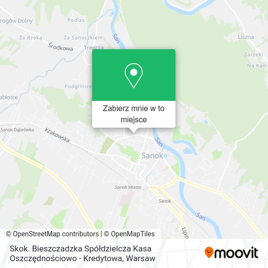 Mapa Skok. Bieszczadzka Spółdzielcza Kasa Oszczędnościowo - Kredytowa