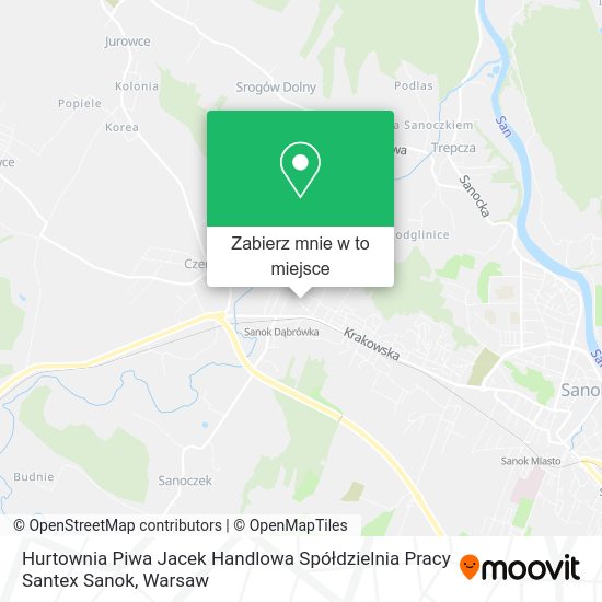 Mapa Hurtownia Piwa Jacek Handlowa Spółdzielnia Pracy Santex Sanok