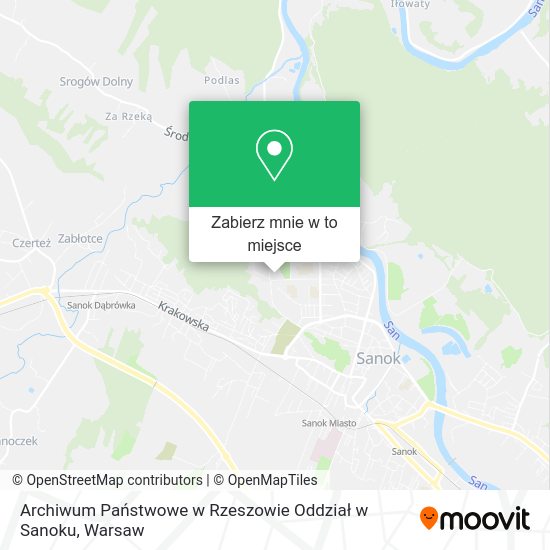 Mapa Archiwum Państwowe w Rzeszowie Oddział w Sanoku