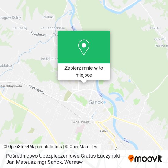 Mapa Pośrednictwo Ubezpieczeniowe Gratus Łuczyński Jan Mateusz mgr Sanok