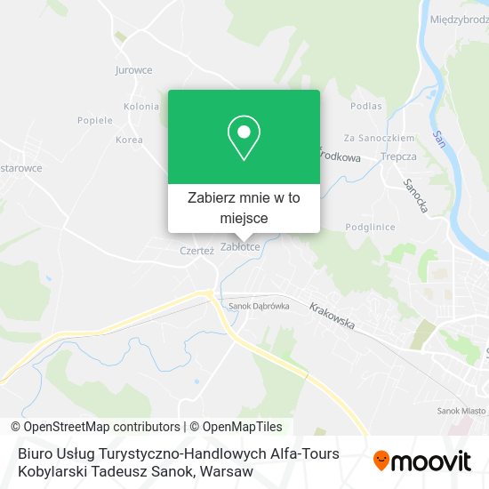 Mapa Biuro Usług Turystyczno-Handlowych Alfa-Tours Kobylarski Tadeusz Sanok