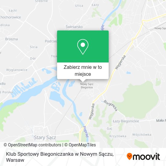 Mapa Klub Sportowy Biegoniczanka w Nowym Sączu