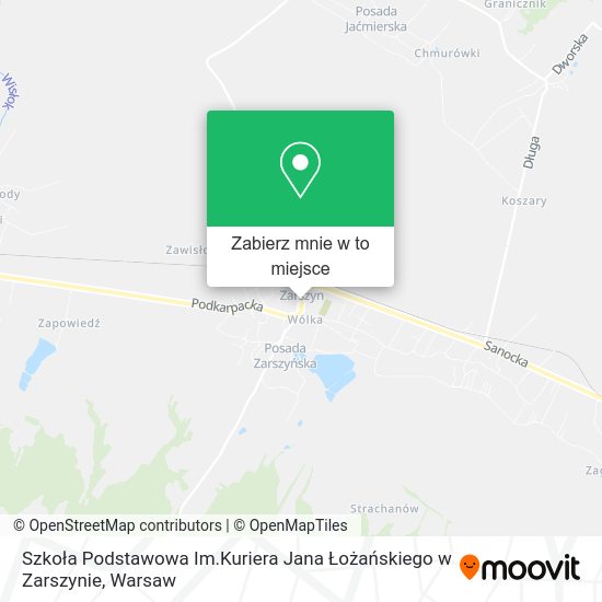 Mapa Szkoła Podstawowa Im.Kuriera Jana Łożańskiego w Zarszynie