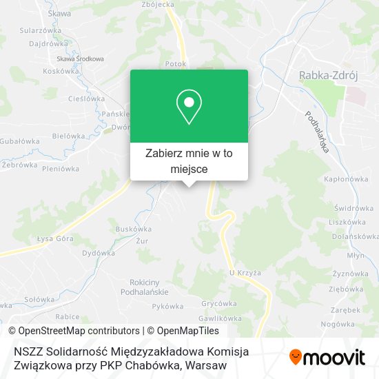 Mapa NSZZ Solidarność Międzyzakładowa Komisja Związkowa przy PKP Chabówka