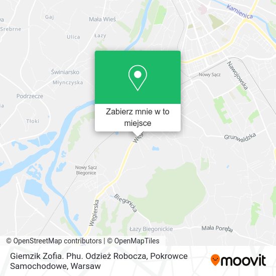 Mapa Giemzik Zofia. Phu. Odzież Robocza, Pokrowce Samochodowe