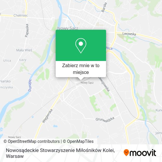 Mapa Nowosądeckie Stowarzyszenie Miłośników Kolei