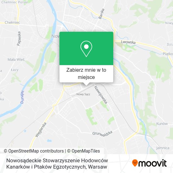 Mapa Nowosądeckie Stowarzyszenie Hodowców Kanarków i Ptaków Egzotycznych