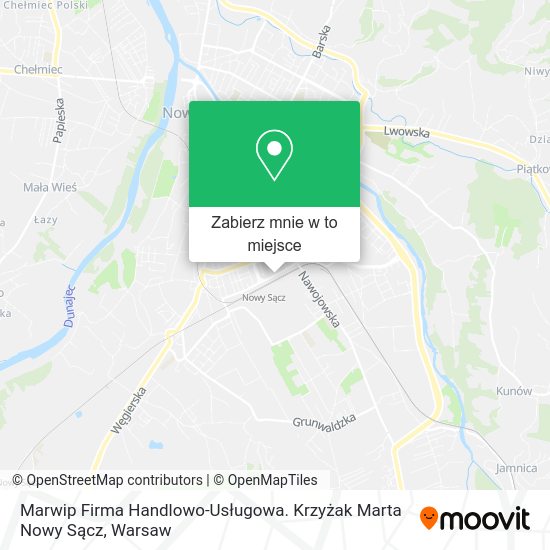 Mapa Marwip Firma Handlowo-Usługowa. Krzyżak Marta Nowy Sącz