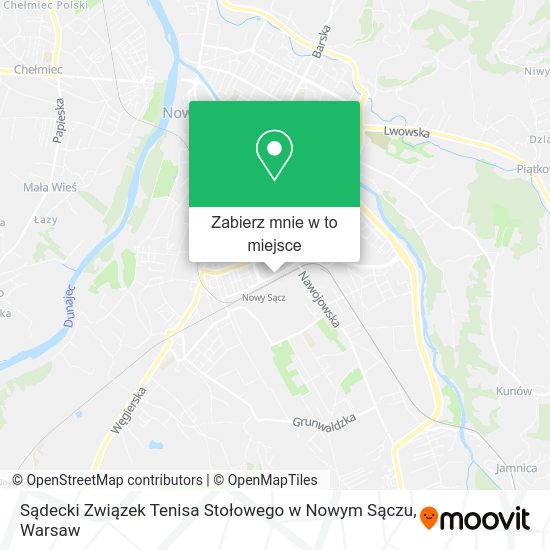 Mapa Sądecki Związek Tenisa Stołowego w Nowym Sączu