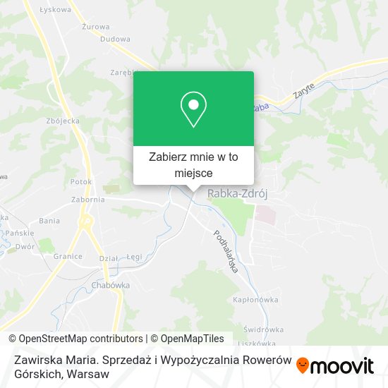 Mapa Zawirska Maria. Sprzedaż i Wypożyczalnia Rowerów Górskich