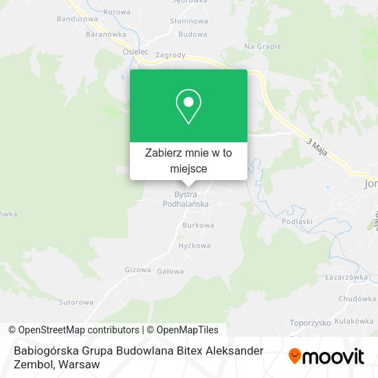 Mapa Babiogórska Grupa Budowlana Bitex Aleksander Zembol