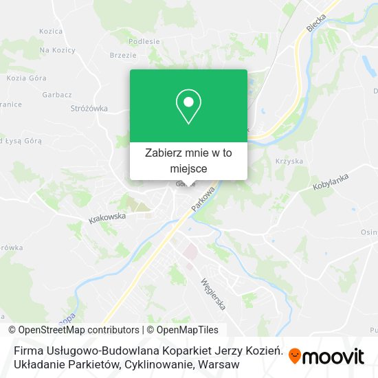 Mapa Firma Usługowo-Budowlana Koparkiet Jerzy Kozień. Układanie Parkietów, Cyklinowanie