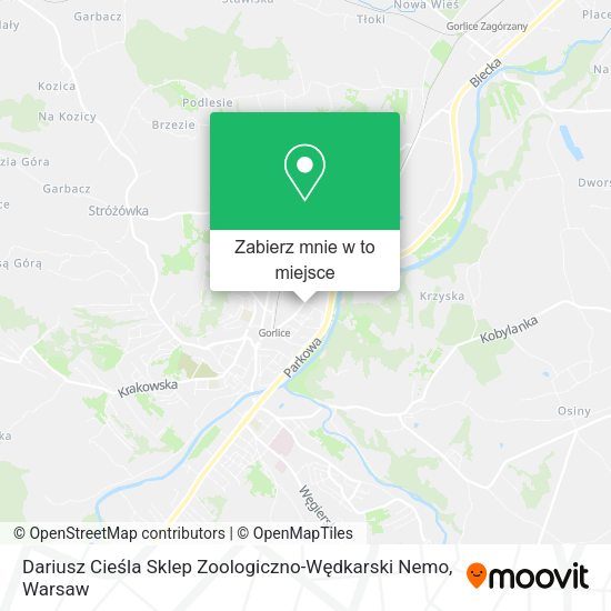 Mapa Dariusz Cieśla Sklep Zoologiczno-Wędkarski Nemo