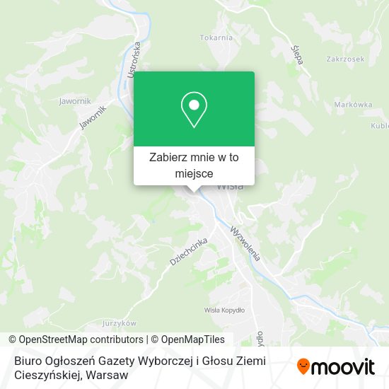 Mapa Biuro Ogłoszeń Gazety Wyborczej i Głosu Ziemi Cieszyńskiej