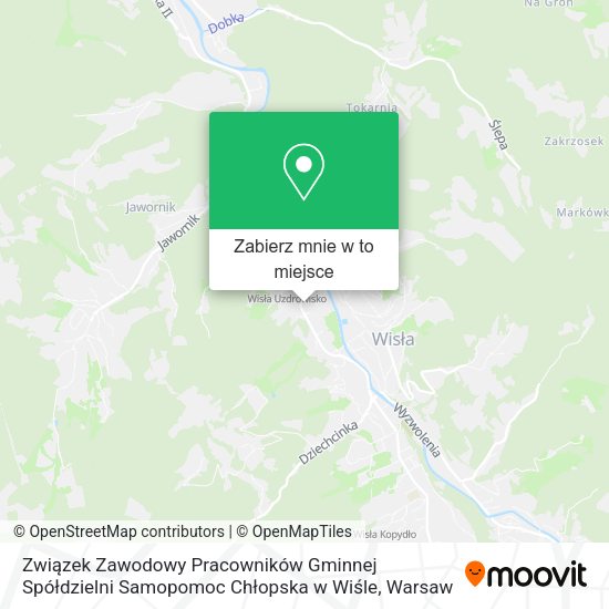 Mapa Związek Zawodowy Pracowników Gminnej Spółdzielni Samopomoc Chłopska w Wiśle