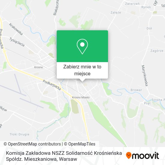 Mapa Komisja Zakładowa NSZZ Solidarność Krośnieńska Spółdz. Mieszkaniowa