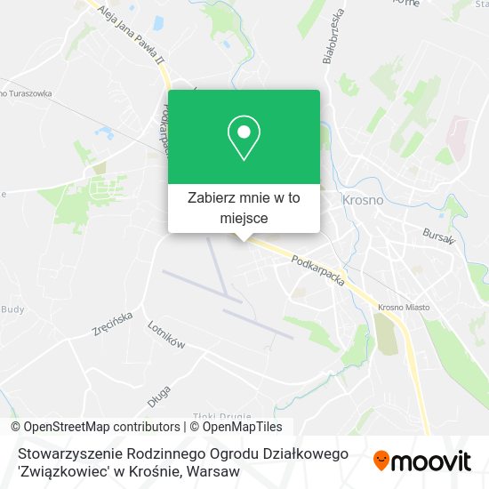 Mapa Stowarzyszenie Rodzinnego Ogrodu Działkowego 'Związkowiec' w Krośnie