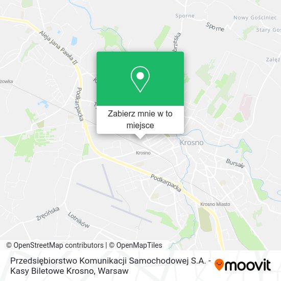 Mapa Przedsiębiorstwo Komunikacji Samochodowej S.A. - Kasy Biletowe Krosno