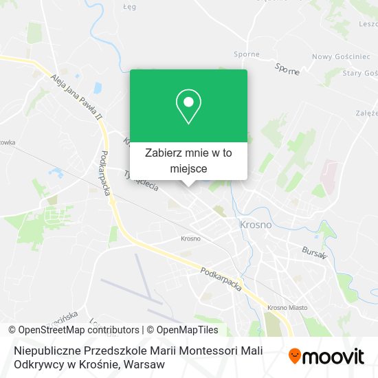 Mapa Niepubliczne Przedszkole Marii Montessori Mali Odkrywcy w Krośnie