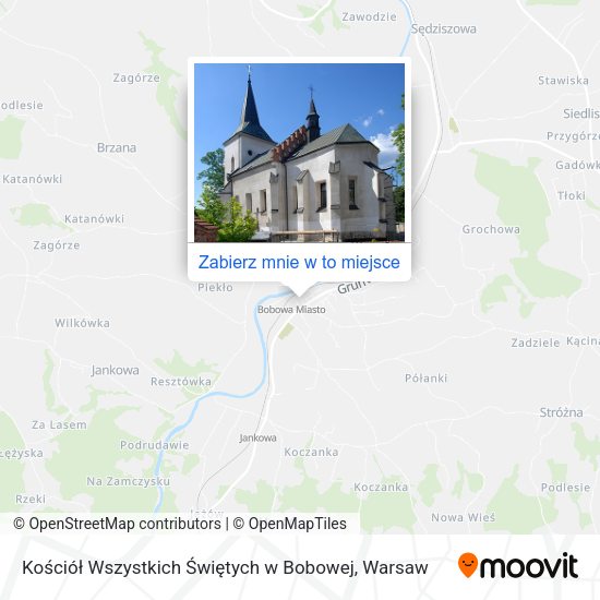 Mapa Kościół Wszystkich Świętych w Bobowej