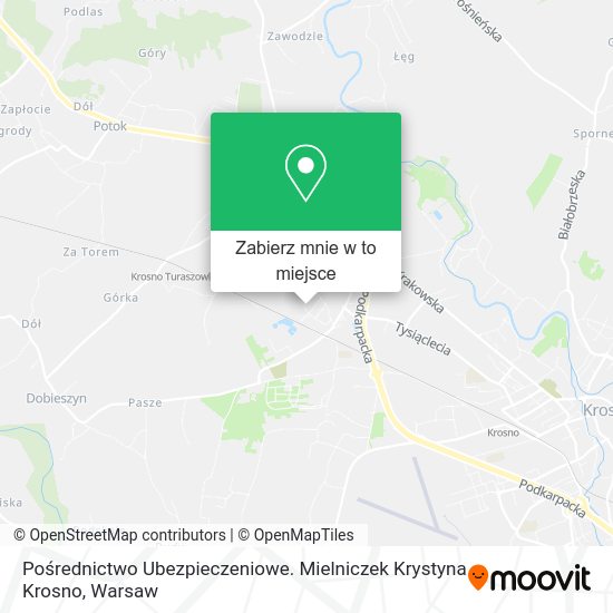 Mapa Pośrednictwo Ubezpieczeniowe. Mielniczek Krystyna Krosno