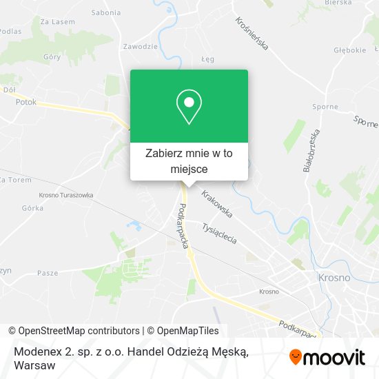 Mapa Modenex 2. sp. z o.o. Handel Odzieżą Męską