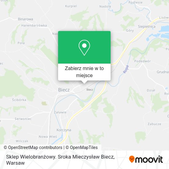 Mapa Sklep Wielobranżowy. Sroka Mieczysław Biecz