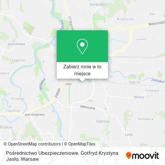 Mapa Pośrednictwo Ubezpieczeniowe. Gotfryd Krystyna Jasło