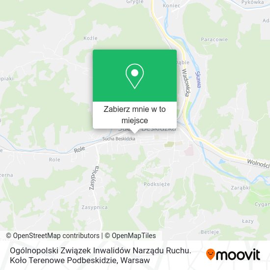 Mapa Ogólnopolski Związek Inwalidów Narządu Ruchu. Koło Terenowe Podbeskidzie