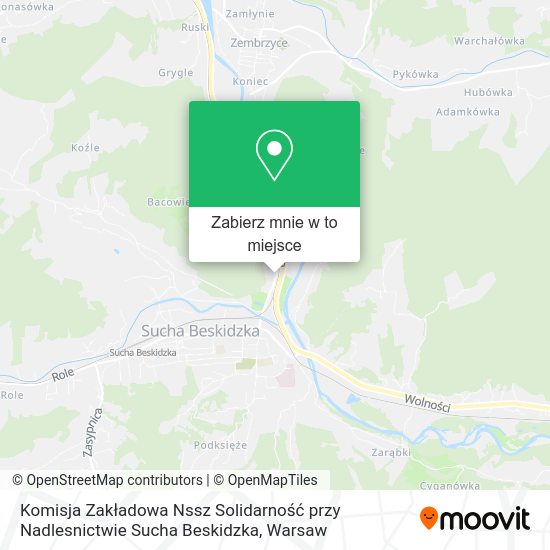 Mapa Komisja Zakładowa Nssz Solidarność przy Nadlesnictwie Sucha Beskidzka