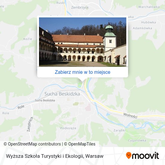 Mapa Wyższa Szkoła Turystyki i Ekologii