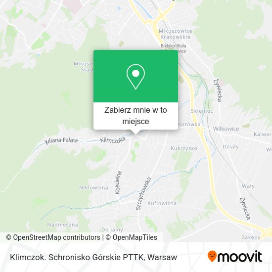 Mapa Klimczok. Schronisko Górskie PTTK