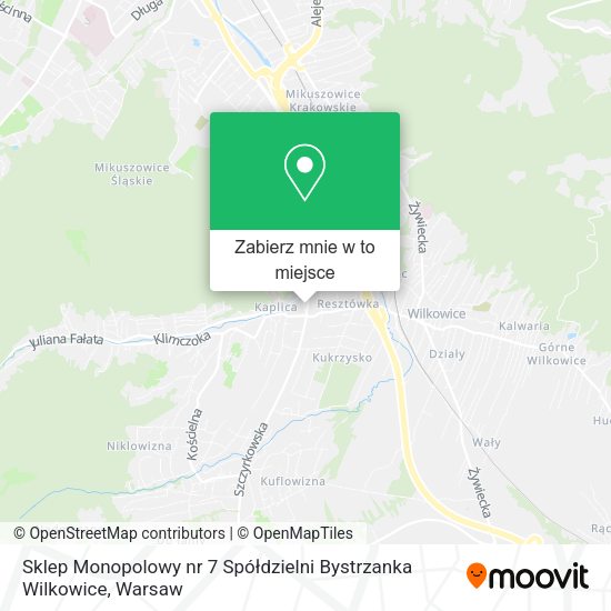 Mapa Sklep Monopolowy nr 7 Spółdzielni Bystrzanka Wilkowice