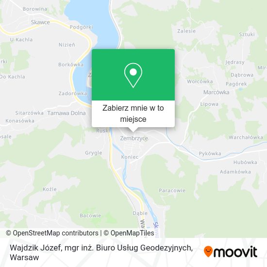 Mapa Wajdzik Józef, mgr inż. Biuro Usług Geodezyjnych