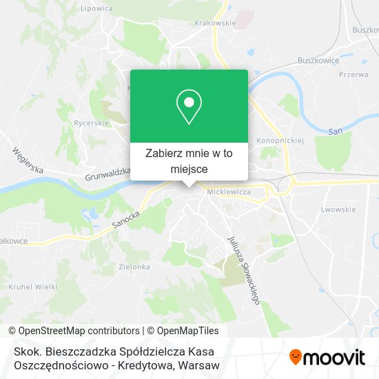 Mapa Skok. Bieszczadzka Spółdzielcza Kasa Oszczędnościowo - Kredytowa