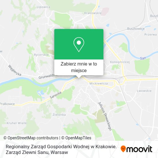 Mapa Regionalny Zarząd Gospodarki Wodnej w Krakowie. Zarząd Zlewni Sanu