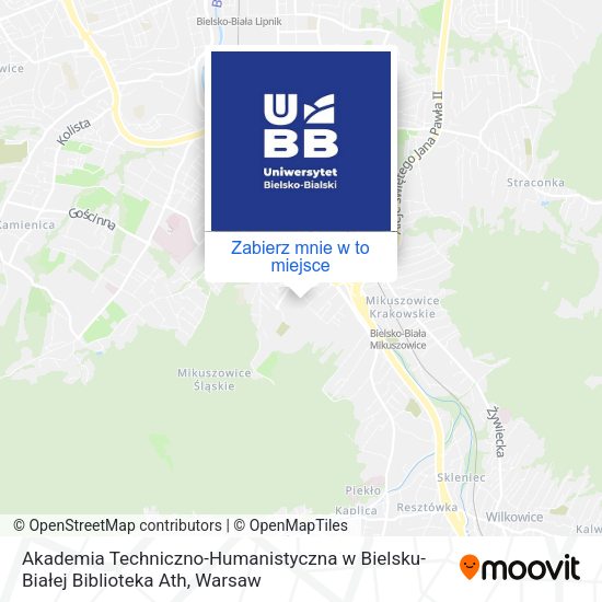 Mapa Akademia Techniczno-Humanistyczna w Bielsku-Białej Biblioteka Ath