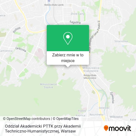 Mapa Oddział Akademicki PTTK przy Akademii Techniczno-Humanistyczrnej