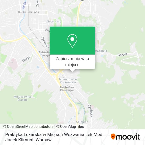 Mapa Praktyka Lekarska w Miejscu Wezwania Lek Med Jacek Klimunt