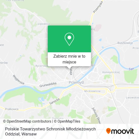 Mapa Polskie Towarzystwo Schronisk Młodzieżowych Oddział