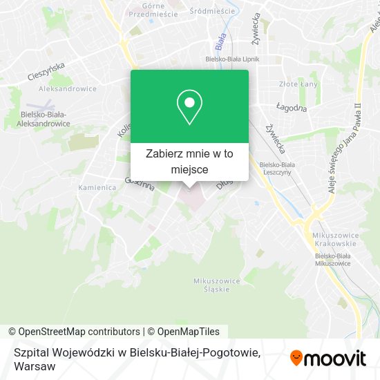 Mapa Szpital Wojewódzki w Bielsku-Białej-Pogotowie