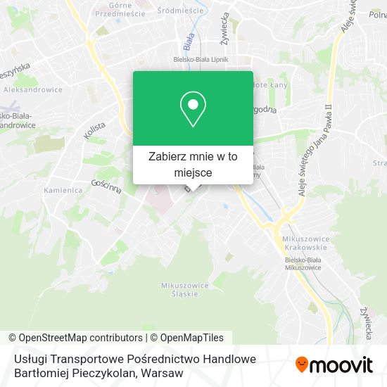 Mapa Usługi Transportowe Pośrednictwo Handlowe Bartłomiej Pieczykolan