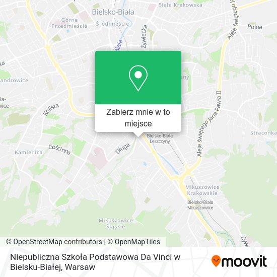 Mapa Niepubliczna Szkoła Podstawowa Da Vinci w Bielsku-Białej