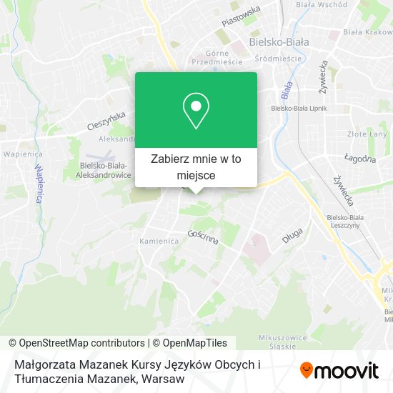 Mapa Małgorzata Mazanek Kursy Języków Obcych i Tłumaczenia Mazanek