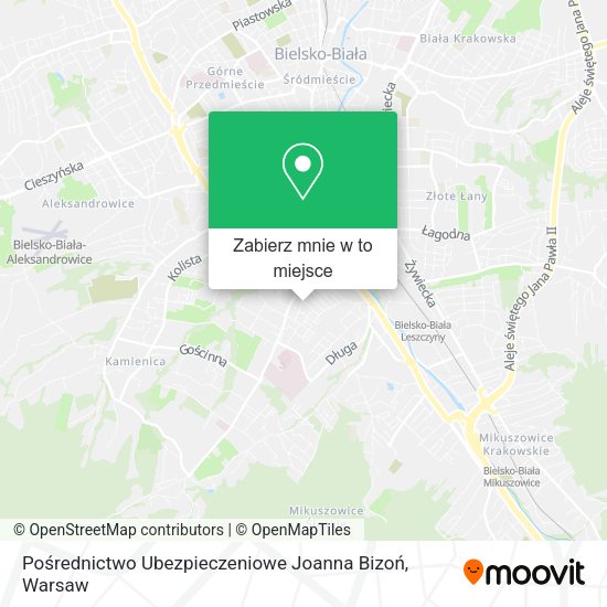 Mapa Pośrednictwo Ubezpieczeniowe Joanna Bizoń