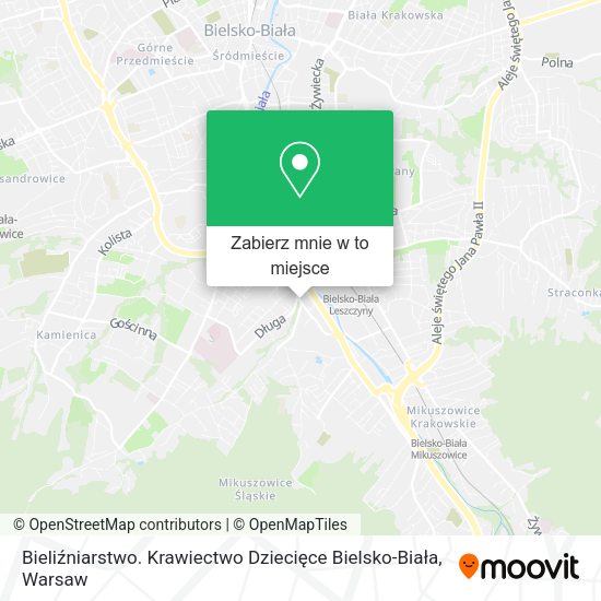 Mapa Bieliźniarstwo. Krawiectwo Dziecięce Bielsko-Biała