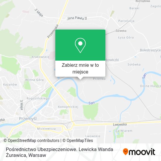 Mapa Pośrednictwo Ubezpieczeniowe. Lewicka Wanda Żurawica