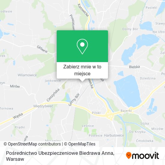 Mapa Pośrednictwo Ubezpieczeniowe Biedrawa Anna